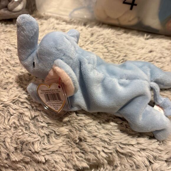 Ty Beanie Babies Peanut The Elephant - Light Blue - Picture 1 of 5